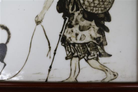 A Chinese porcelain plaque 31 x 21cm, framed.
